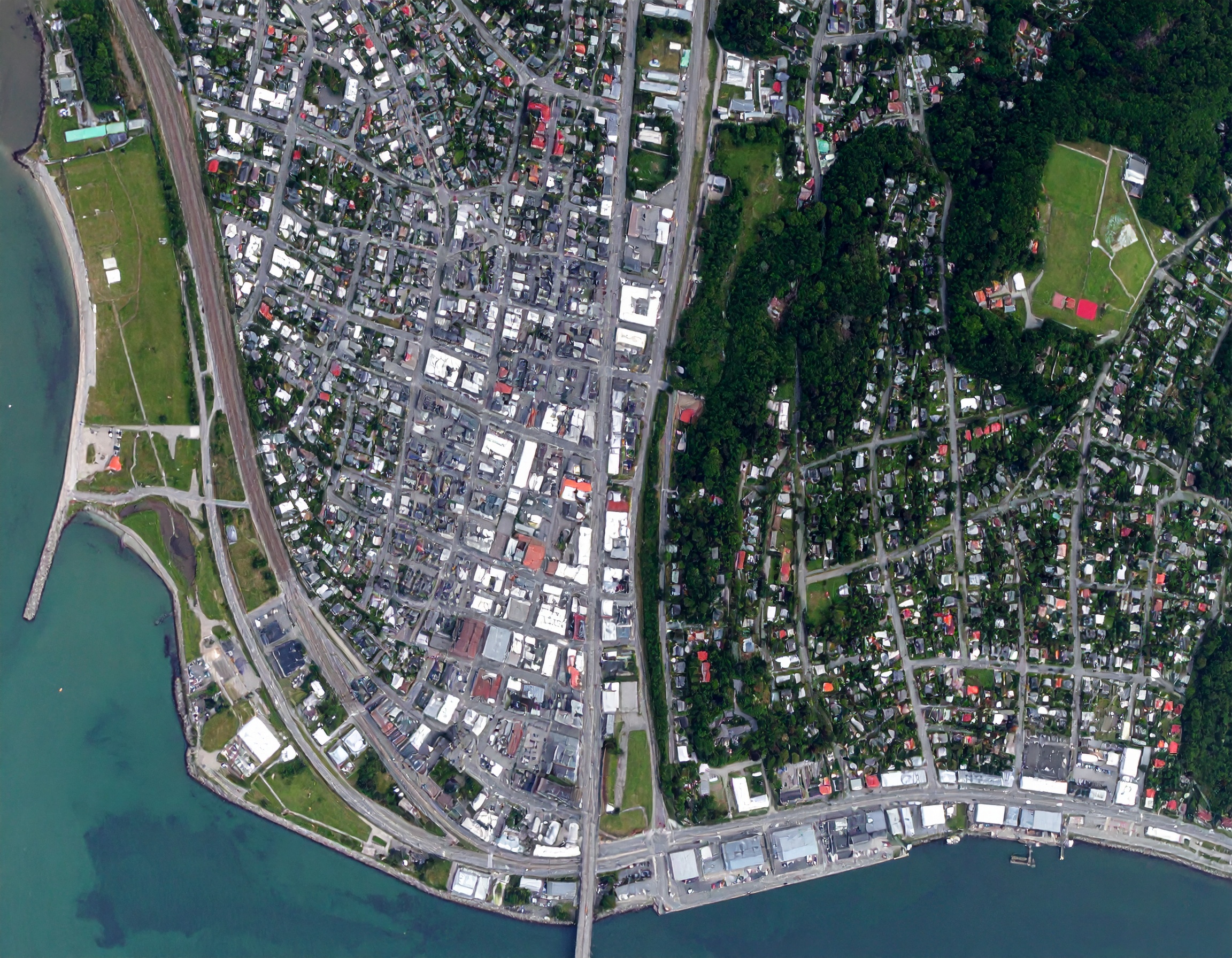 Firefly Aerial view (drone shot) of a realistic urban area divided between two municipalities 488501
